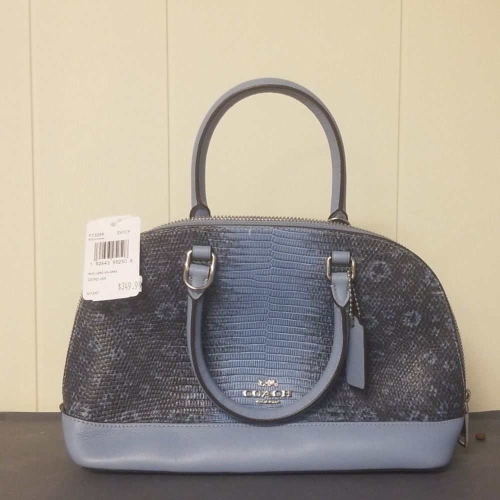 Coach handbag blue lizard print